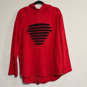 Red Hooded Sweatshirt with Black Design